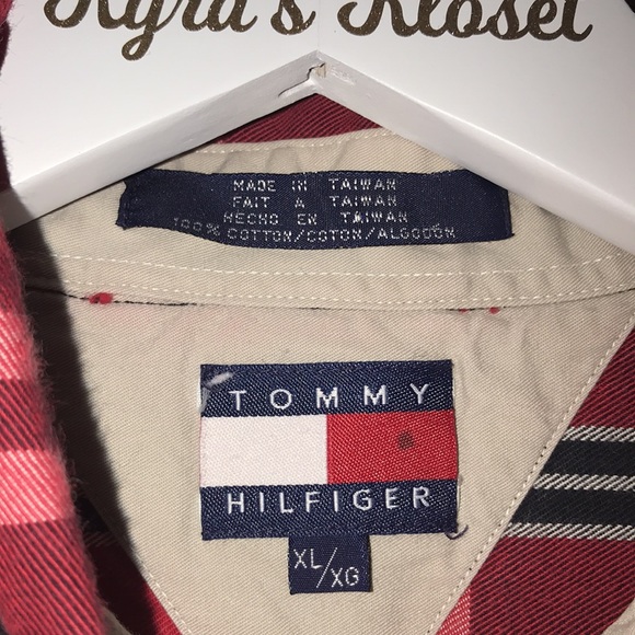 Vintage Tommy Hilfiger Red & Black Plaid Shadow Check Button Down Flannel Shirt - Picture 10 of 12